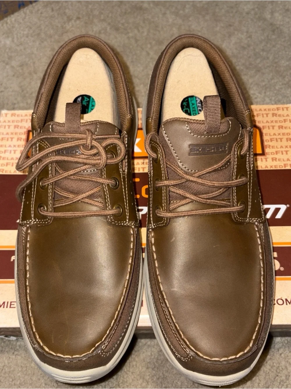 Skechers Men's Brown and Cream Boat Shoes